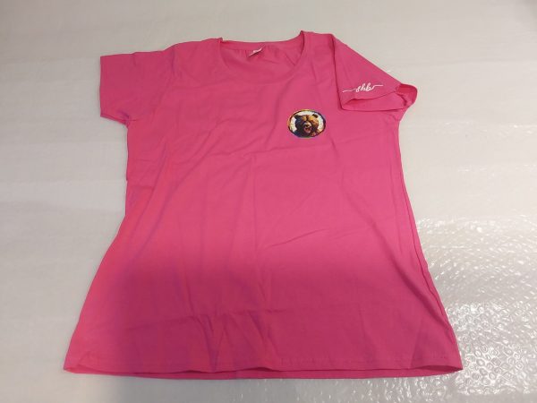 Pink  t-shirt Logo & Signature on arm Women's Large